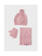 Mayoral Kids Beanie Set with Scarf & Gloves Knitted Pink