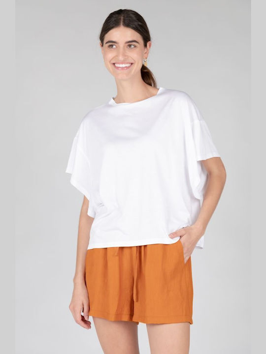 24 Colours Women's Summer Blouse Short Sleeve White