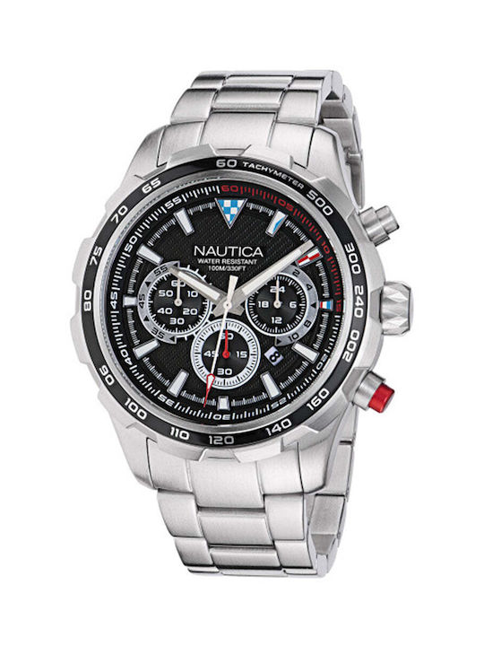 Nautica NST Watch Chronograph Battery with Silver Metal Bracelet