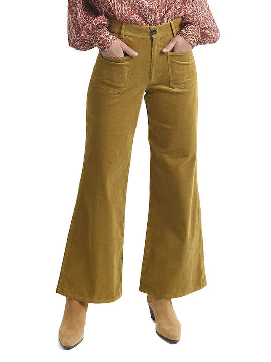 Molly Bracken Women's Fabric Trousers Yellow