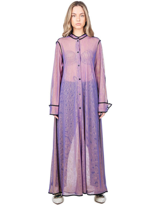 Mânecă lungă Femei Cămașă Violet Monocrom