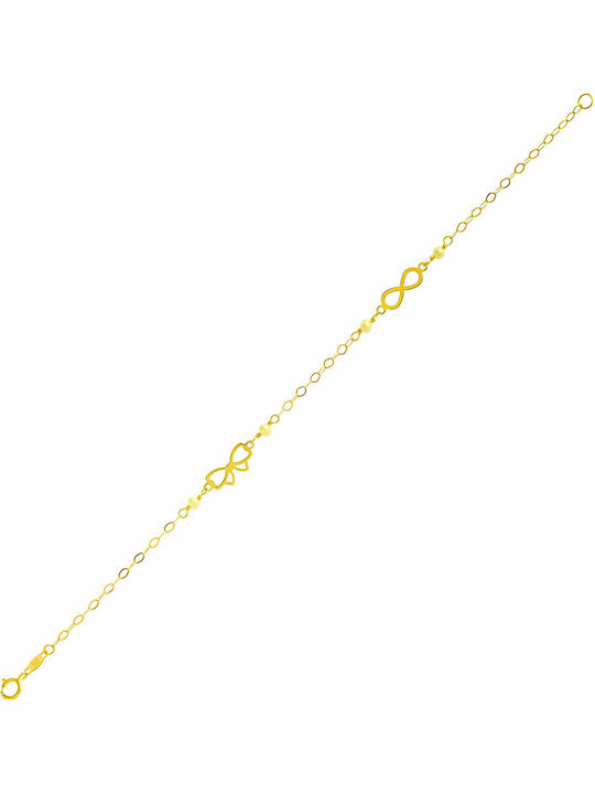 Papadopoulos Gold Bracelet Chain with design Infinity made of Gold with Pearls