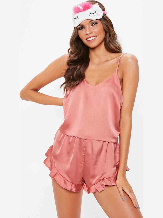 Merry See Summer Women's Pyjama Set Satin Pink