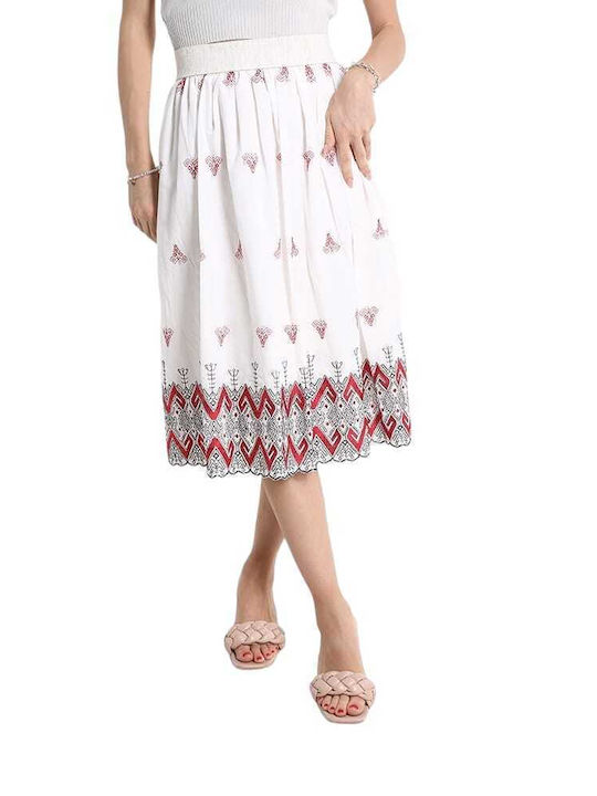 Remix Midi Skirt in White color