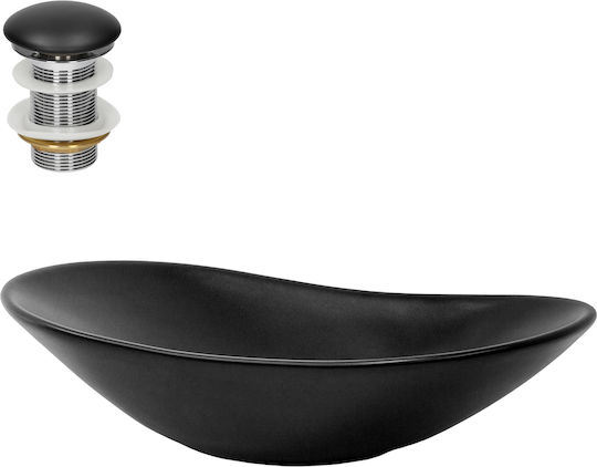 ML-Design Επικαθήμενος Νιπτήρας Κεραμικός 63x36x15.5cm Μαύρος