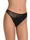 Miss Rosy Baumwolle Damen Slip mit Spitze Schwarz