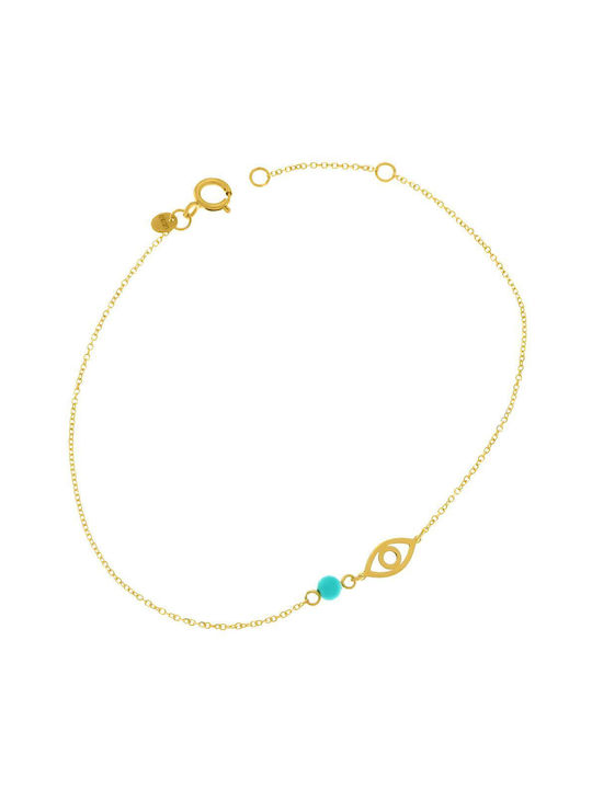 Q-Jewellery Kids Bracelet Chain from Gold 14K with Evil Eye