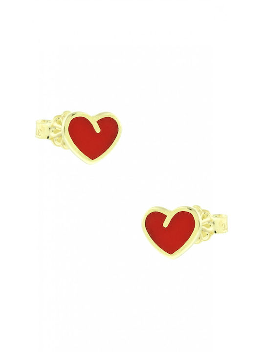 Mertzios.gr Gold Studs Kids Earrings Hearts 9K