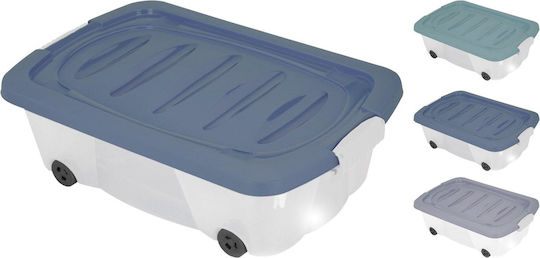 ArteLibre Kunststoff Aufbewahrungsbox mit Rollen und Deckel Weiß 60x38x17.5cm 1Stück
