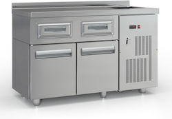 Inox Dobros Dulap de pregătire cu uși deschise și sertare 135x60x87cm Inox Dobros Dulap de pregătire cu uși deschise și sertare 135x60x87cm