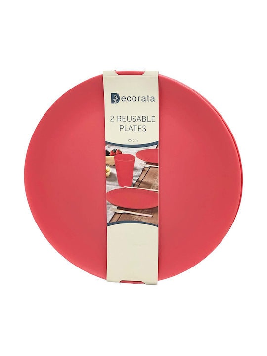 Procos Plate Shallow Plastic Red with Diameter 25cm 2pcs