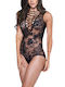 Sensual Backless Underwear Panty with Lace and Corset Design 801 in Black One Size