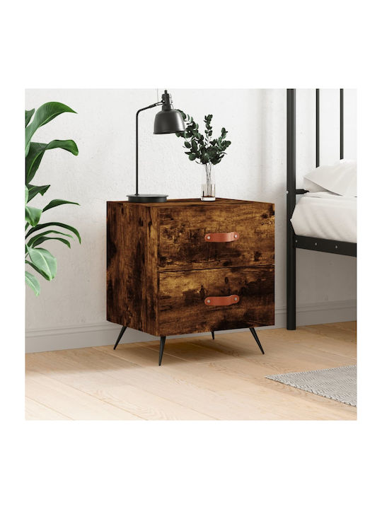 Wooden Bedside Table Καπνιστή Δρυς 40x35x47.5cm