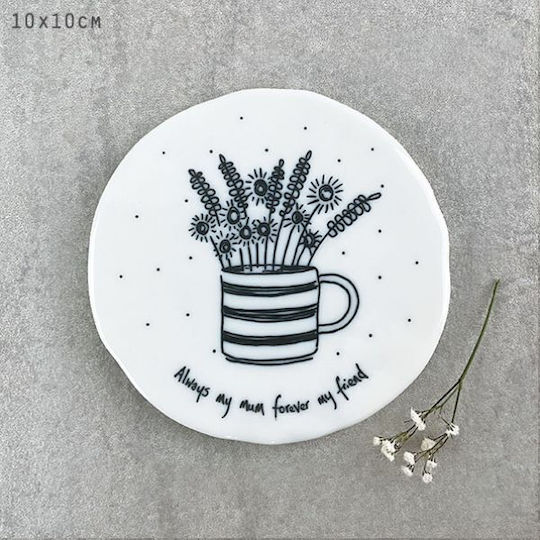 Synchronia Always My Mum Round Coaster Wooden White 9.8cm 1pcs