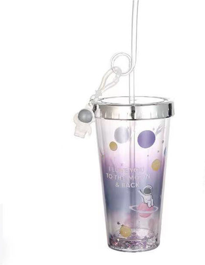 Tpster Wasserbrille Kunststoff mit Strohhalm 380ml