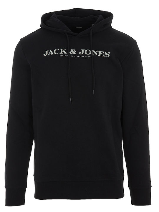 Jack & Jones Ανδρικό Φούτερ με Κουκούλα Μαύρο