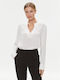 Tommy Hilfiger Women's Blouse Long Sleeve with V Neckline White