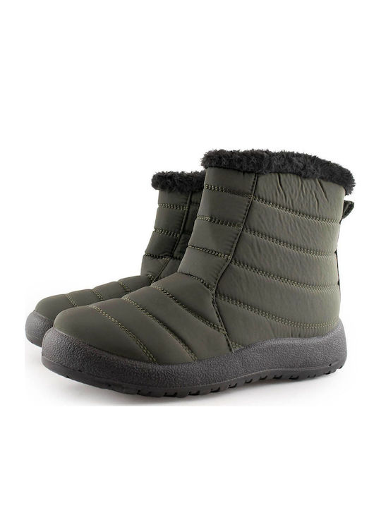 Stiefeletten Damen mit Pelz Khaki