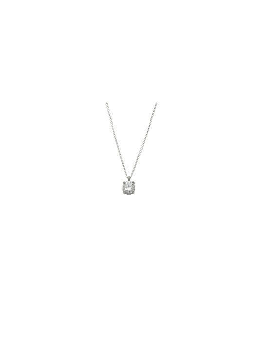 Dimiourgiko Vildiridis Necklace from White Gold 14K with Diamond & Zircon