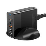 BlitzWolf Charger with Built-in Cable with 3 USB-A ports and 3 USB-C ports 75W Quick Charge 3.0 in Black Colour (BW-S25)