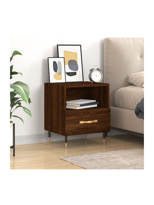 Wooden Bedside Table Καφέ Δρυς 40x35x47.5cm