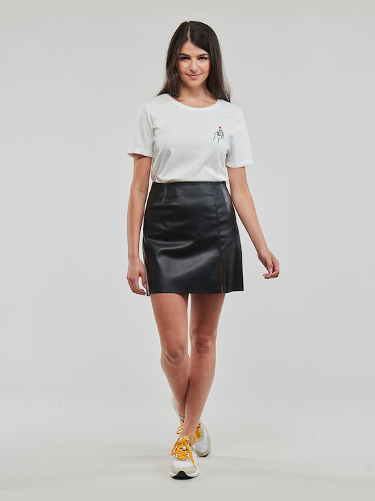 Noisy May Leather High Waist Mini Skirt in Black color
