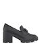 Synthetic Leather Black Heels Melanie