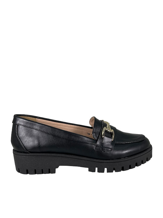Leather Women's Moccasins in Black Color