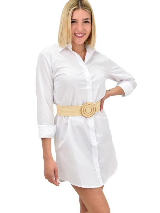 Potre Women's Denim Long Sleeve Shirt White