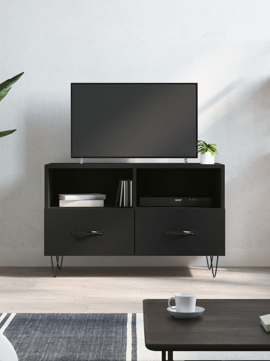 Particle Board TV Furniture with Drawers Black L80xW36xH50cm