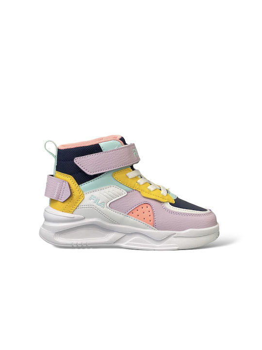 Fila Kids High Sneakers for Girls with Laces & Strap Pink