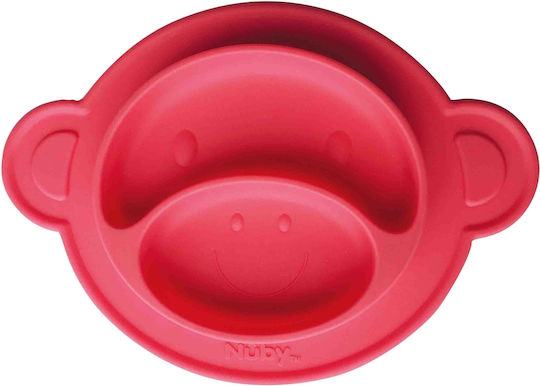 Nuby Baby Food Plate Monkey made of Silicone Red