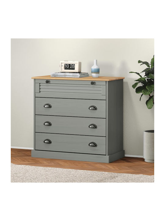 Wooden Chest of Drawers with 4 Drawers Gray 80x...