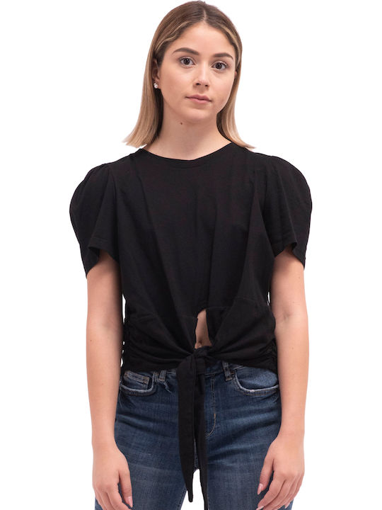 'KOLEDO' Γυναικείο Crop Top Κοντομάνικο Καλοκαιρινό Μαύρο