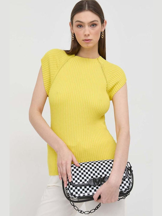 Silvian Heach Women's Blouse Sleeveless Turtleneck Yellow
