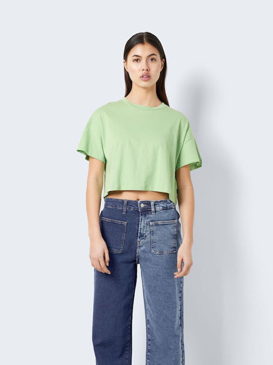 Noisy May Дамско Лятно Crop Top Памучно Къс Ръкав Зелен