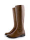 Leather Women's Boots with Zipper Tabac Brown