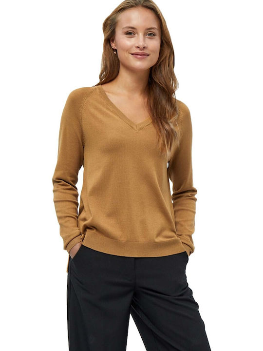 Peppercorn Tana Damen Langarm Pullover mit V-Ausschnitt Braun