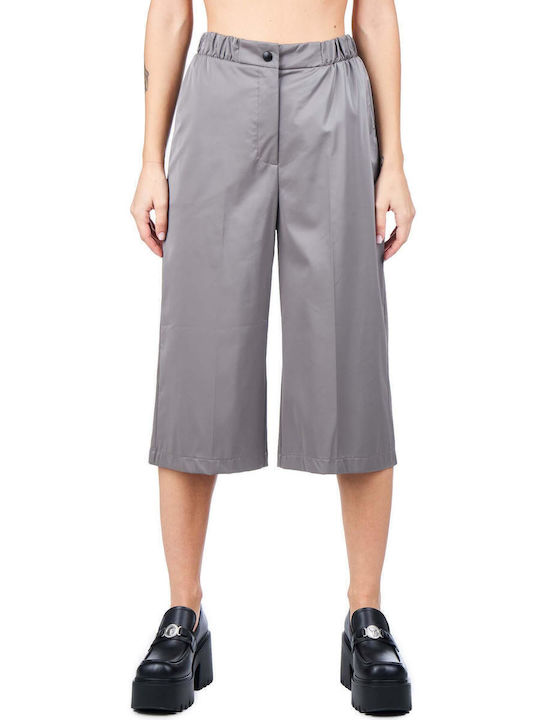 Women's Fabric Trousers with Elastic Gray