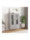 Wohnzimmer Vitrine aus Spanplatte mit Verglasung in Grau 69.5x31x115cm