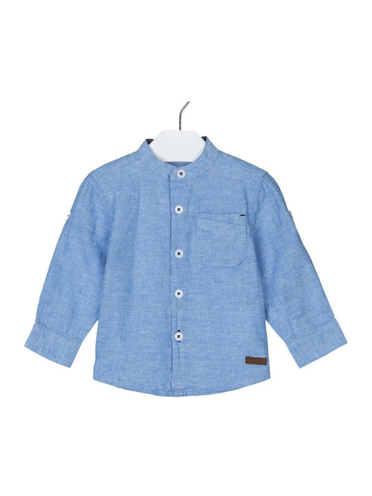 Kids One Color Shirt Long Sleeve Linen Light Blue
