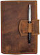 ByLeather Notizbuch 150 Blätter mit Stifthalter Braun