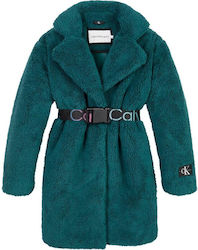 Calvin Klein Παιδικό Παλτό Μακρύ Πράσινο