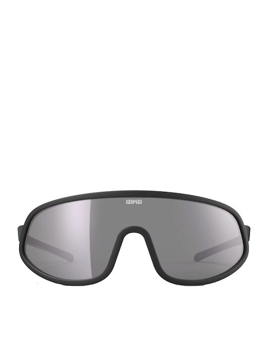 Izipizi Unisex Sunglasses with Black Plastic Frame and Silver Mirror Lens