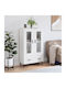 Floor-standing Living Room Display Cabinet made of Wood & Metal with Glass White 69.5x31x115cm