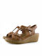 Women's Leather Platform Shoes Tabac Brown