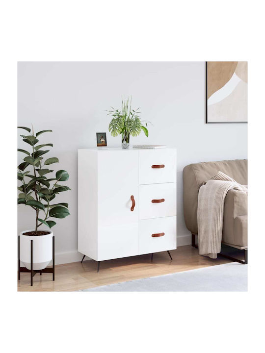 Wooden & Metallic Buffet with Drawers White L69.5xW34xH90cm