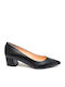 Leather Pointed Toe Black Medium Heels