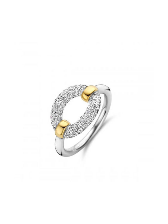 Ti Sento Women's Gold Plated Silver Ring with Zircon