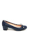 Leather Navy Blue Medium Heels